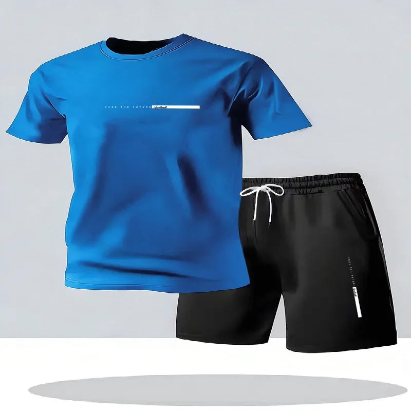 Men's sportswear 2-piece set short sleeved shirt shorts set men's running suit T-shirt men's summer T-shirt