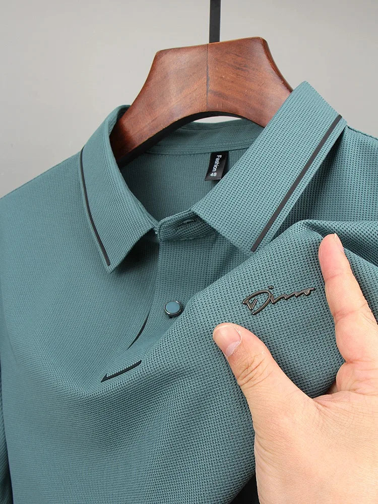 Men's Luxury Diamond Print Polo Shirt – Korean Lapel Short Sleeve T-Shirt