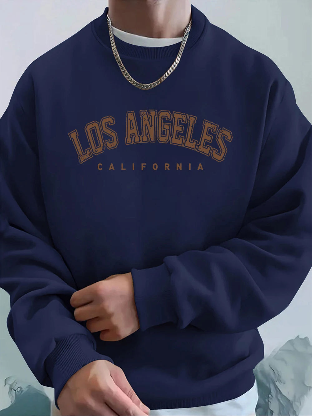 Los Angeles California Printed Men'S Sweatshirt Winter Loose Hoodies Sports Crewneck Fleece Warm Pullovers Basics Men Clothes