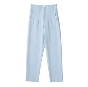 Women's Slim High Waist Pencil Pants – Vintage Solid Color Office Lady Trousers