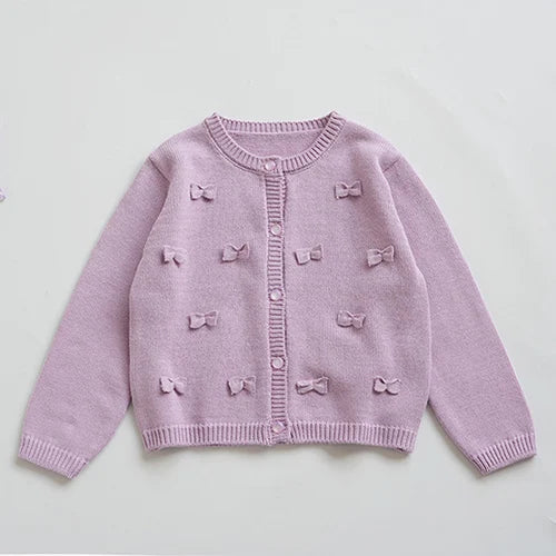 Kids Cartoon Print Knit Cardigan Coat – Casual Long Sleeve Sweater Jacket
