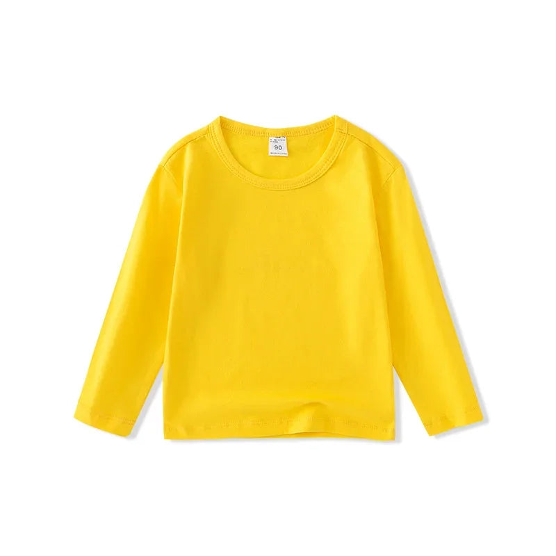 Kids White Cotton Long Sleeve T-Shirt – Classic Casual Top for Boys & Girls