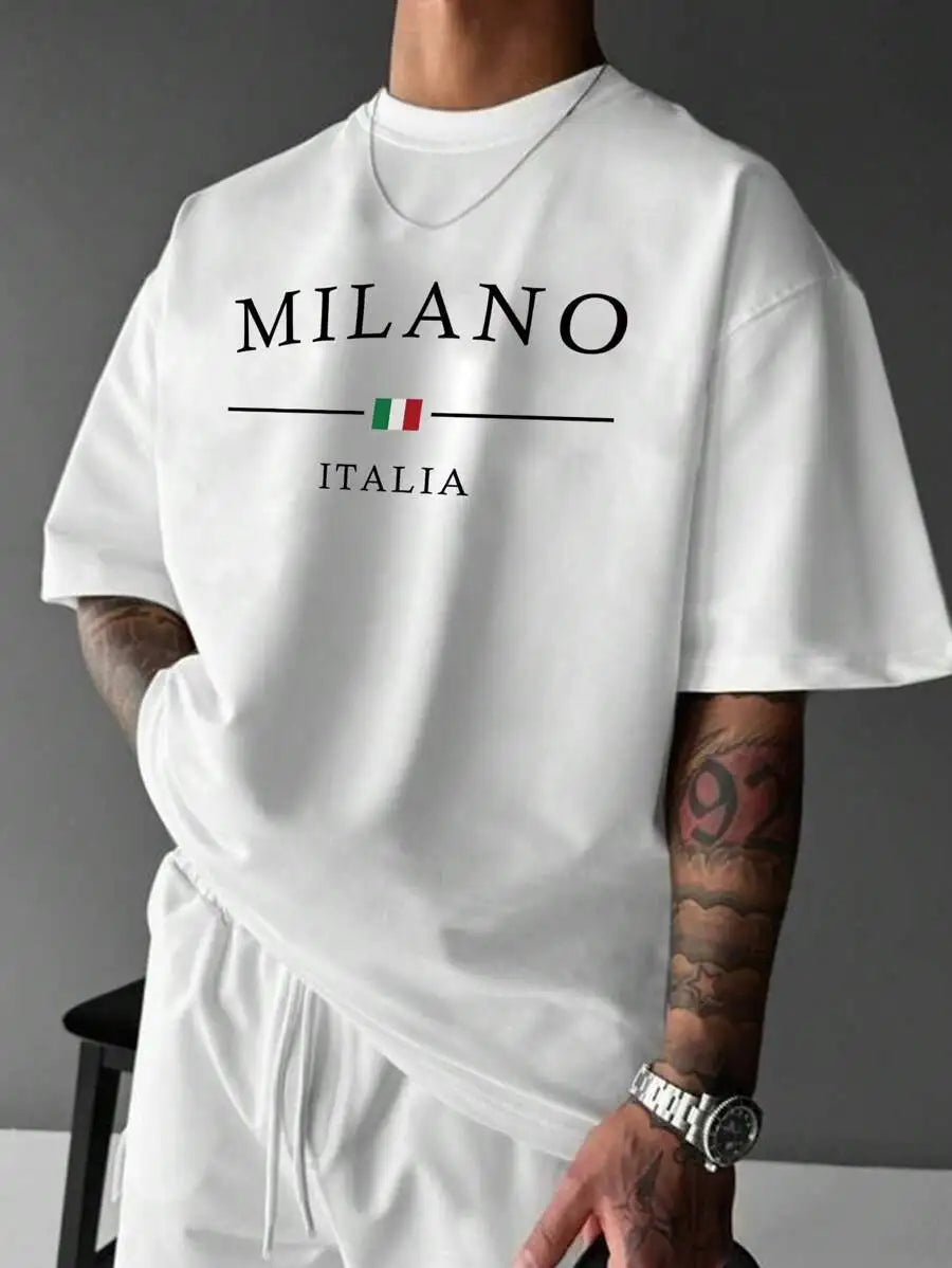 Men's Loose Fit Casual Graphic Print Short Sleeve T-Shirt