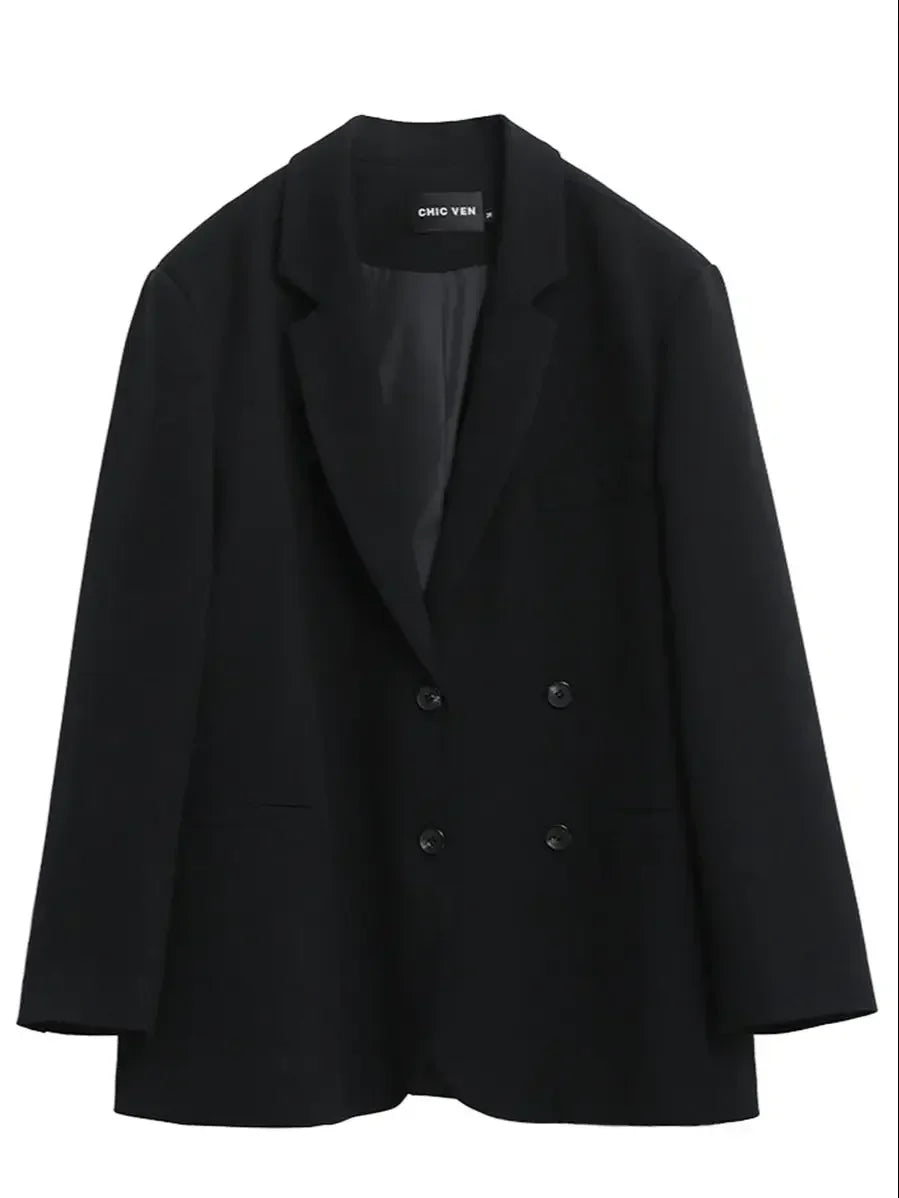 CHIC VEN Women's Blazer Korean Casual Solid Long Sleeve Coats All-match Office Lady Elegant Fashion Clothing Spring Autumn 2026