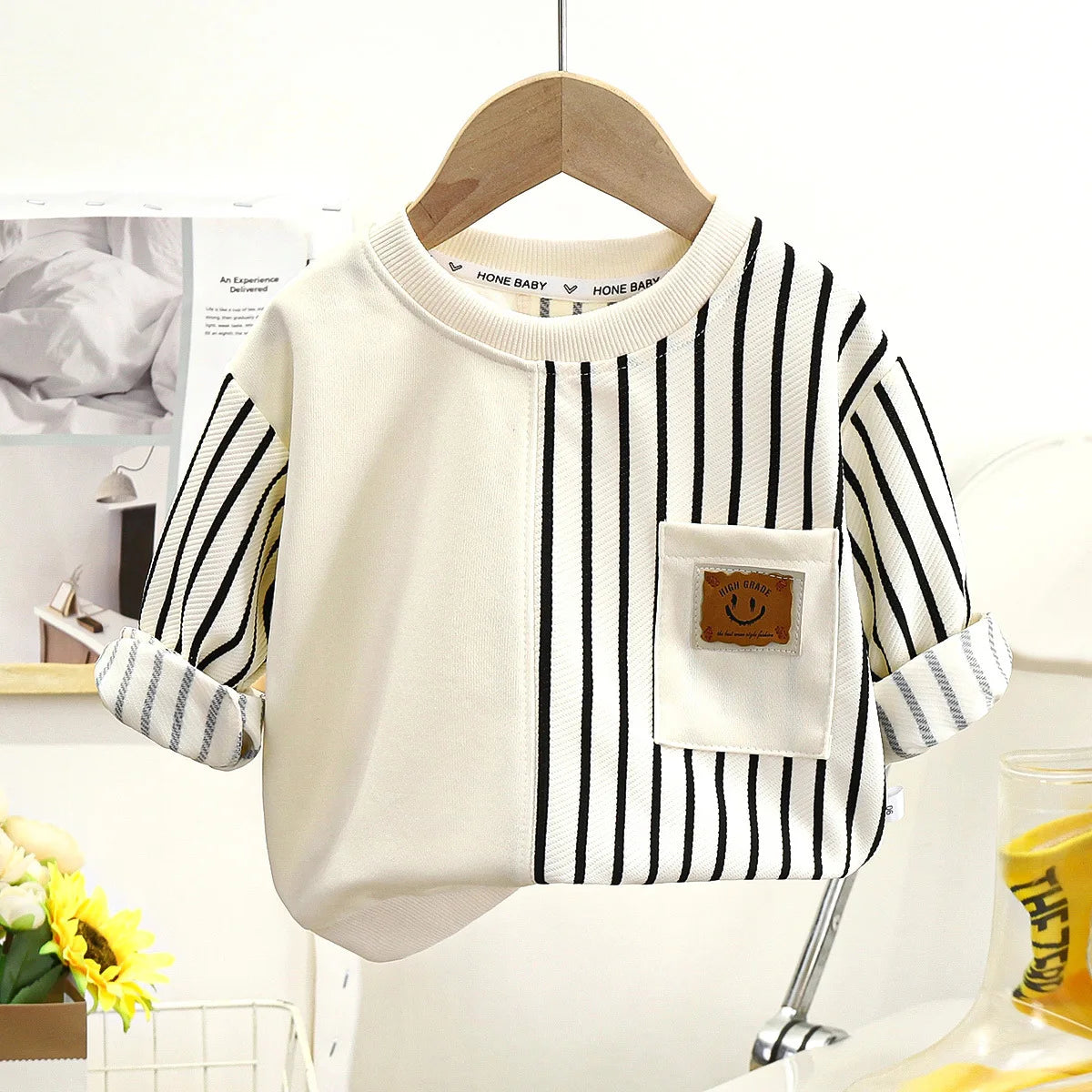 Kids Round Neck Long Sleeve Sweater & Pants Set – Trendy 2-Piece Spring Outfit