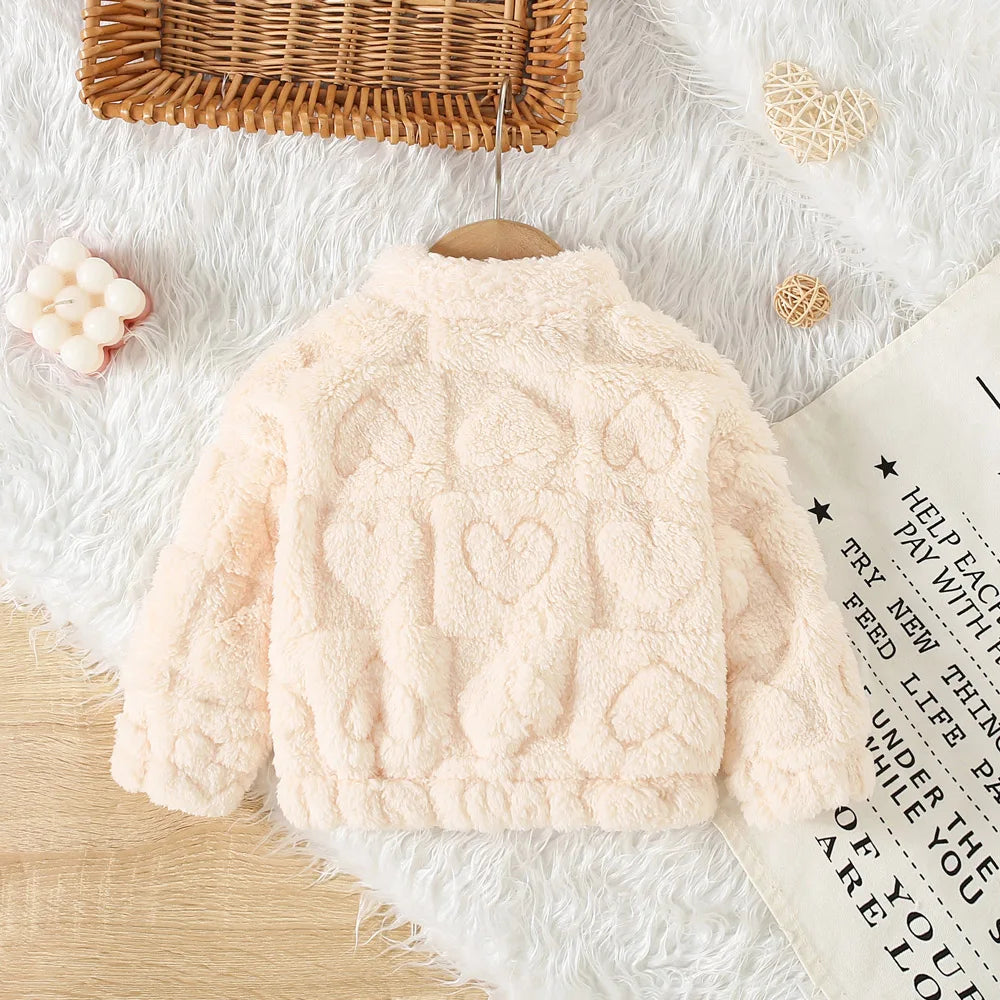 Girls Cute Fur Coat Warm Jacket – Sweet Solid Color Winter Outerwear