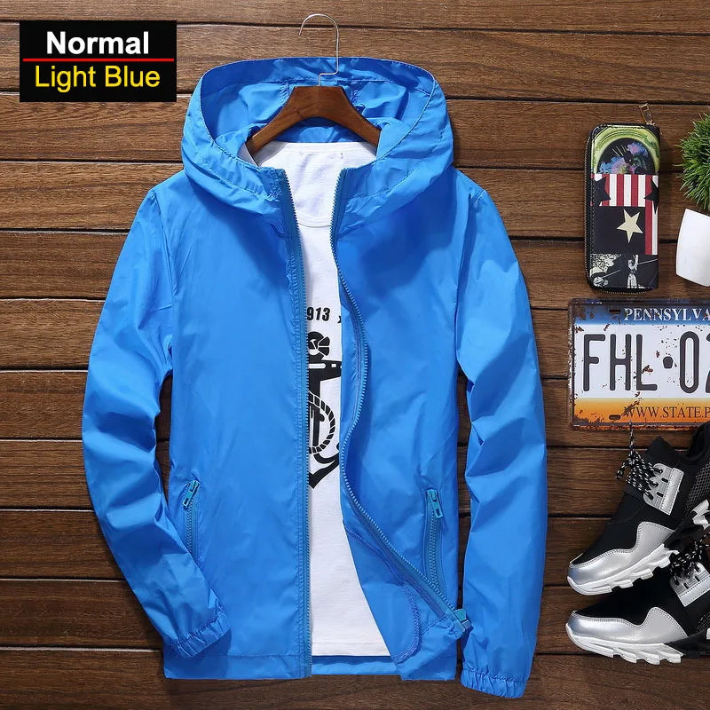 Unisex Reflective Sun Protection Outdoor Windbreaker – Breathable Hiking Jacket Large Size
