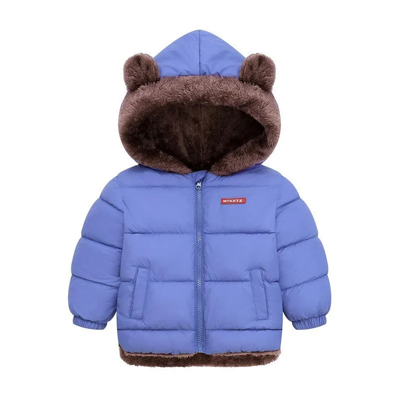 Kids Thick Cashmere Hooded Fleece Coat – Warm Cotton-Padded Winter Jacket Ages 2–6