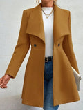Women's Lapel Button Slim-Fit Wool Coat – Elegant Autumn Winter Outerwear