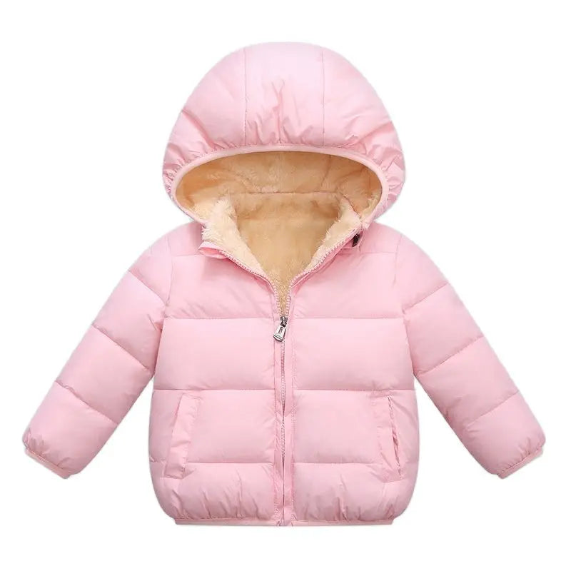 Kids Fur Hooded Plush Thick Winter Coat – Warm Snowsuit Outerwear