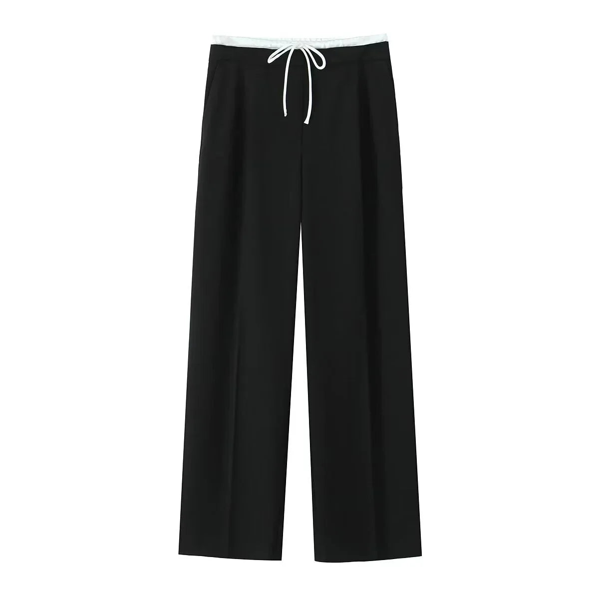 Women's Pleated Baggy Lace-Up Office Pants – Fluid Casual Trousers