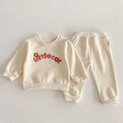 2025 New Spring 0-4Yrs Infant Baby Girls Clothing Set Long Sleeved Cotton Embroidery Pullover+Pants Toddler Baby Clothes Suit