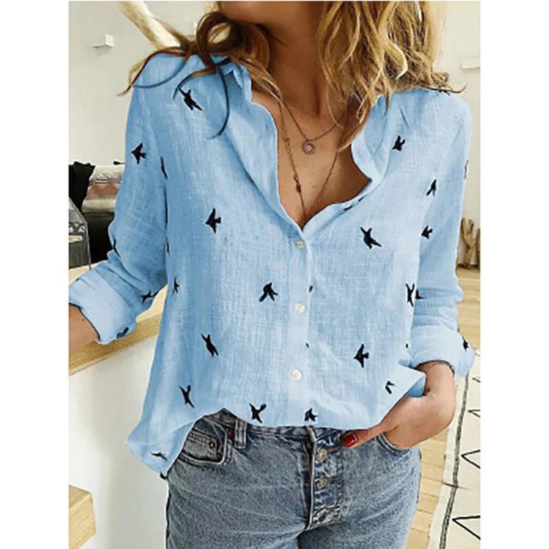 Women's Loose Oversized Button Lapel Cardigan Shirt – Long Sleeve Casual Tunic Blouse