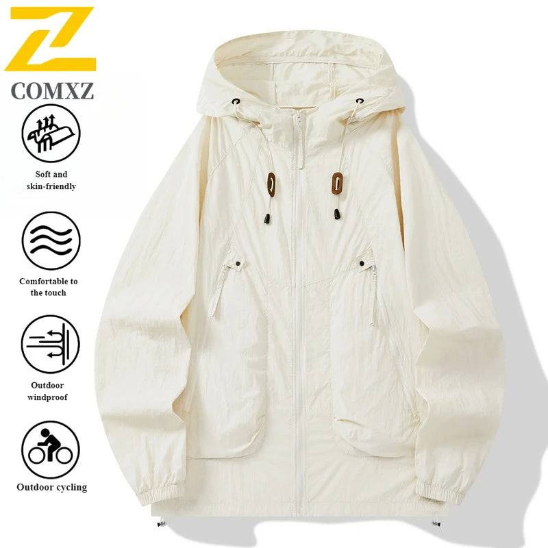 Unisex UPF50+ Ice Silk Hooded Jacket – Ultra Thin Quick-Dry Outdoor Sports Coat
