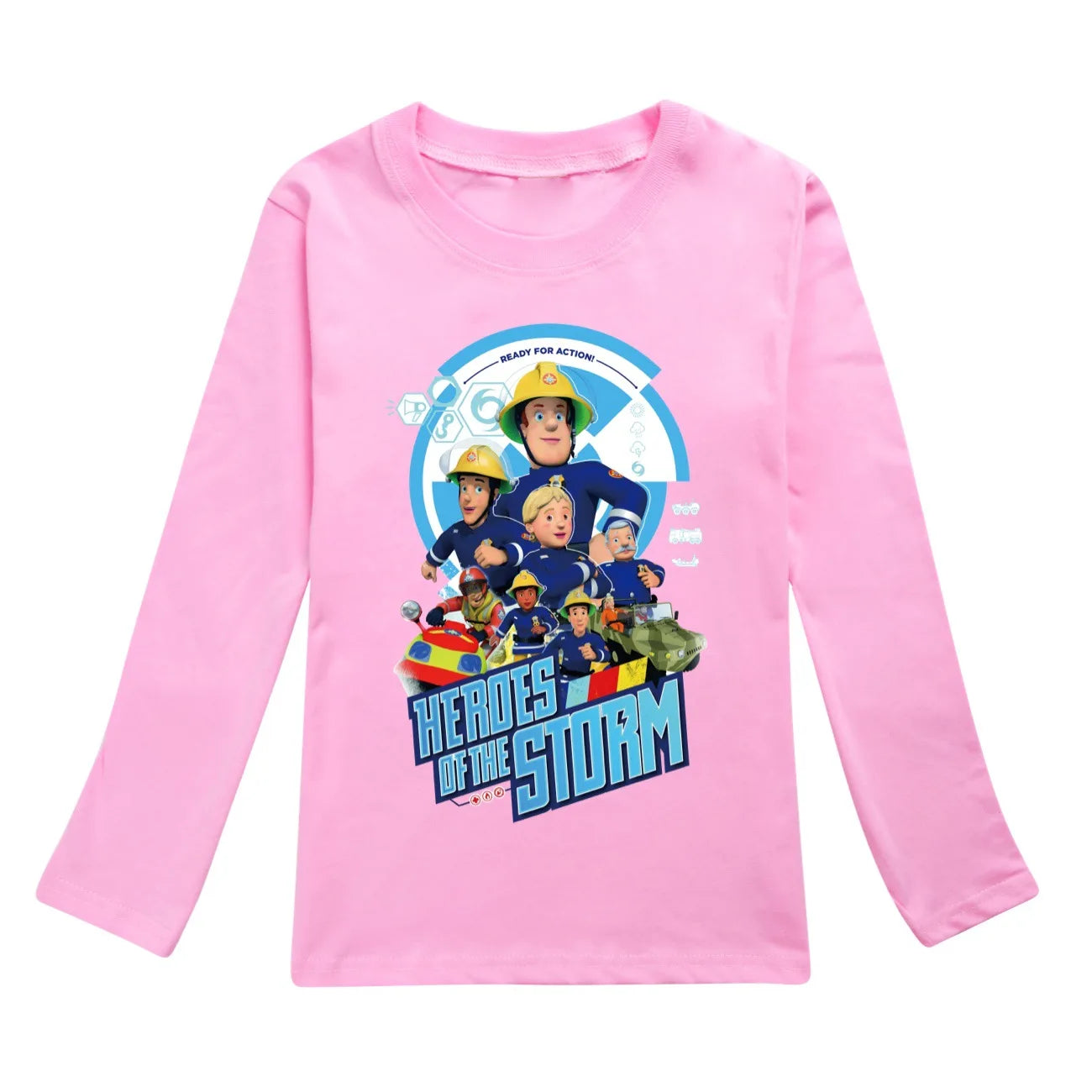 Kids Fireman Sam Long Sleeve T-Shirt – Cartoon Firefighter Cotton Top