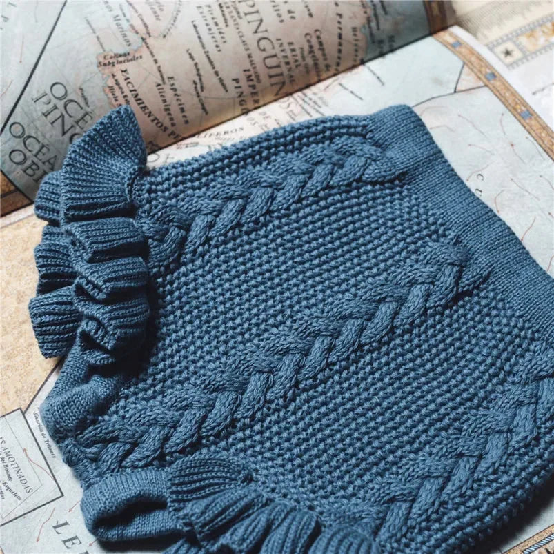 Autumn Baby Girls Knitted Shorts Children Bloomer Toddler Princess PP Shorts Kids Girls Ruffle Edge Lovely Lotus Butt Shorts