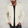 Men's Waffle Texture Long Sleeve Zipper Jacket – Casual Autumn Coat