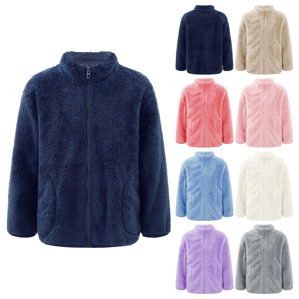 Kids Full-Zip Turtleneck Fleece Jacket – Warm Outerwear with Pocket Ages 2–12
