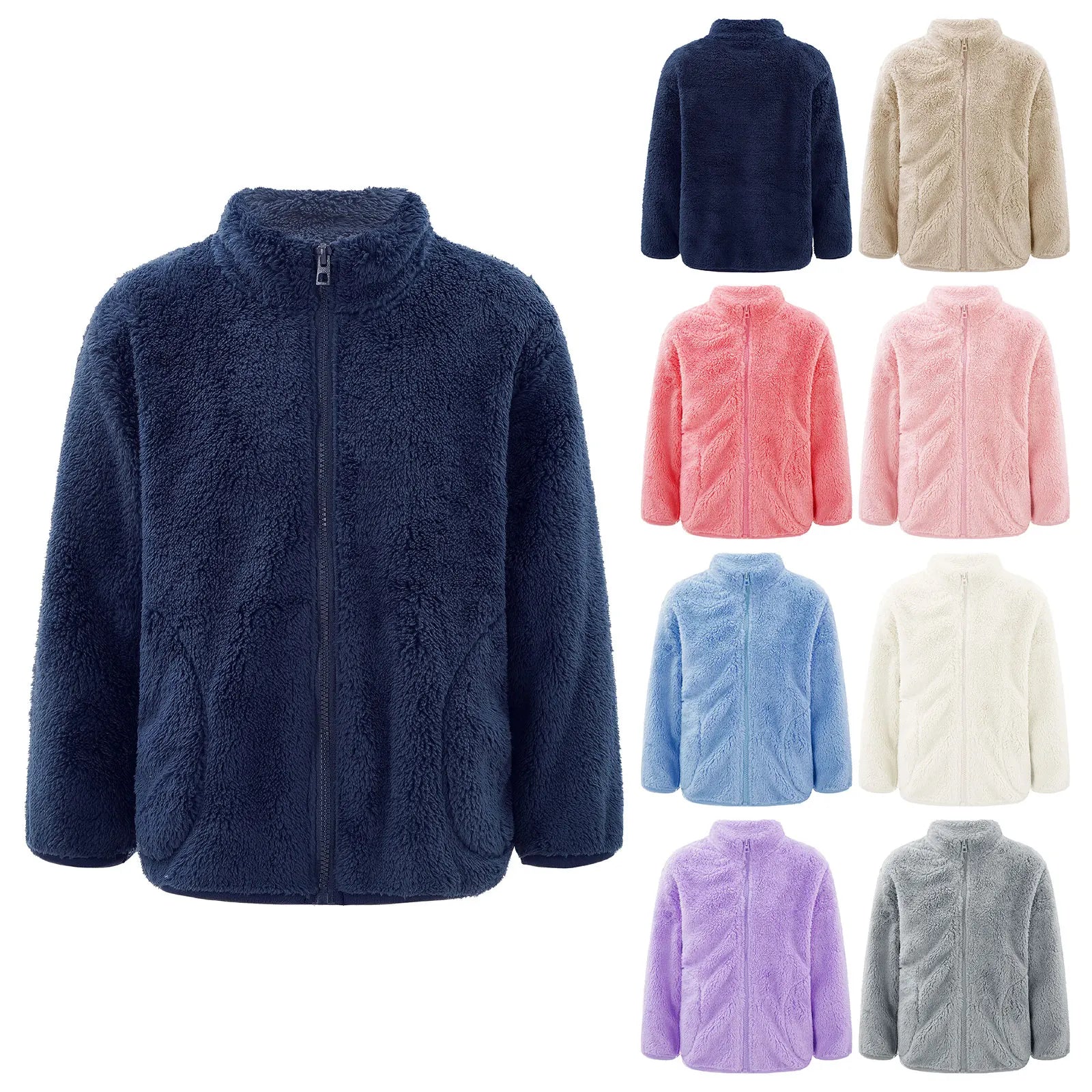 Kids Full-Zip Turtleneck Fleece Jacket – Warm Outerwear with Pocket Ages 2–12