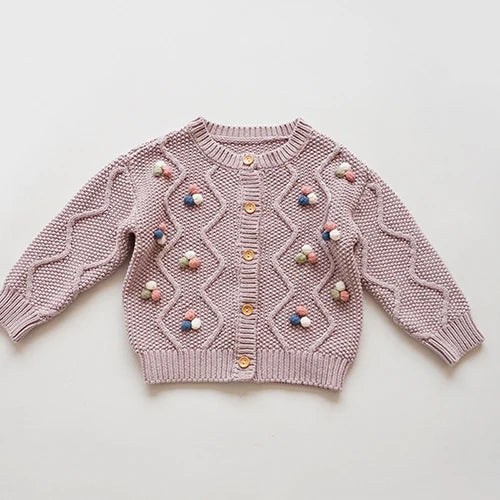 Kids Cartoon Print Knit Cardigan Coat – Casual Long Sleeve Sweater Jacket