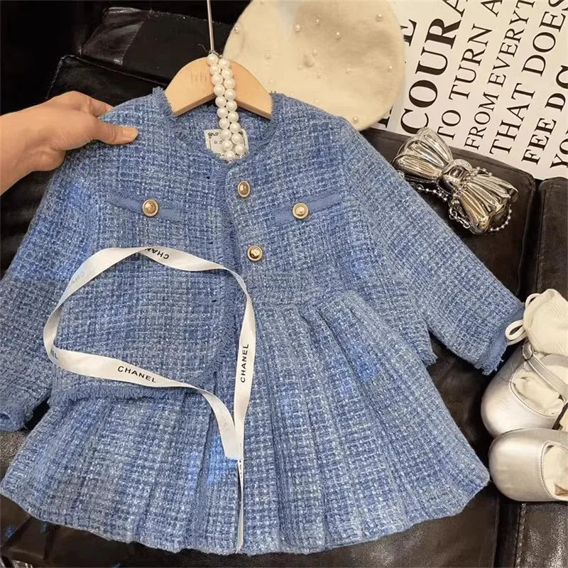 Children's Clothing Sets Plaid Cardigan + Pleated Skirt 2pcs Sets Kids Clothes Girls Skirt Sets Toddler Girl Clothes