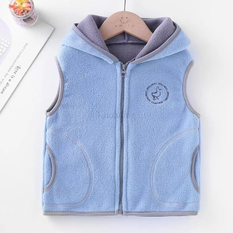 Kids Hooded Double Fleece Zip Jacket – Windproof Warm Coat Ages 2–14