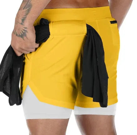 Men Running Shorts Gym Sports Shorts 2 in 1 Quick Dry Workout Training Gym Fitness Jogging Short Pants Summer Men Shorts