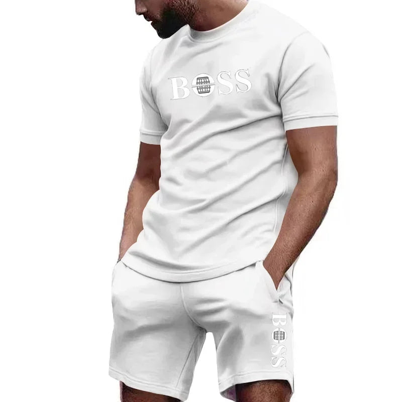 Men's two-piece sportswear short sleeved T-shirt and pants running and fitness sportswear big discount summer 2024
