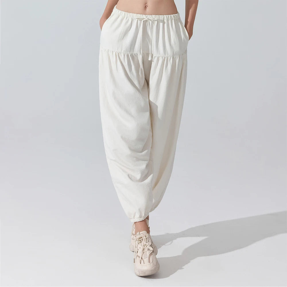 Women's High Waist Drawstring Yoga Boho Harem Pants – Loose Balloon Sweatpants with Pockets