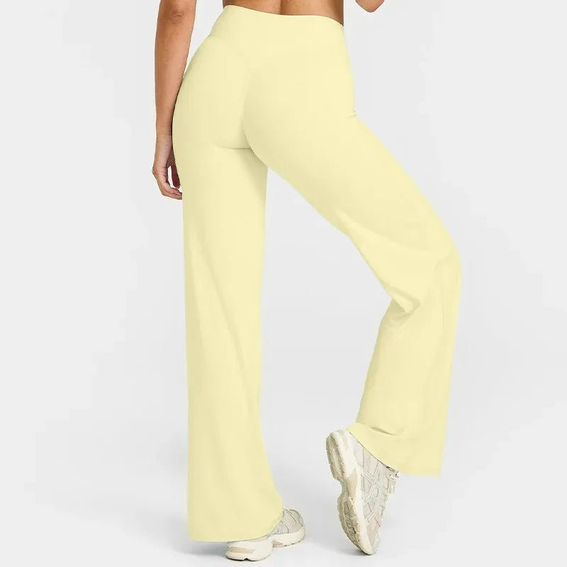 Women's Butter Fabric Straight-Leg Yoga Pants – Ultra Soft Mid-Waist Gym Pilates Trousers