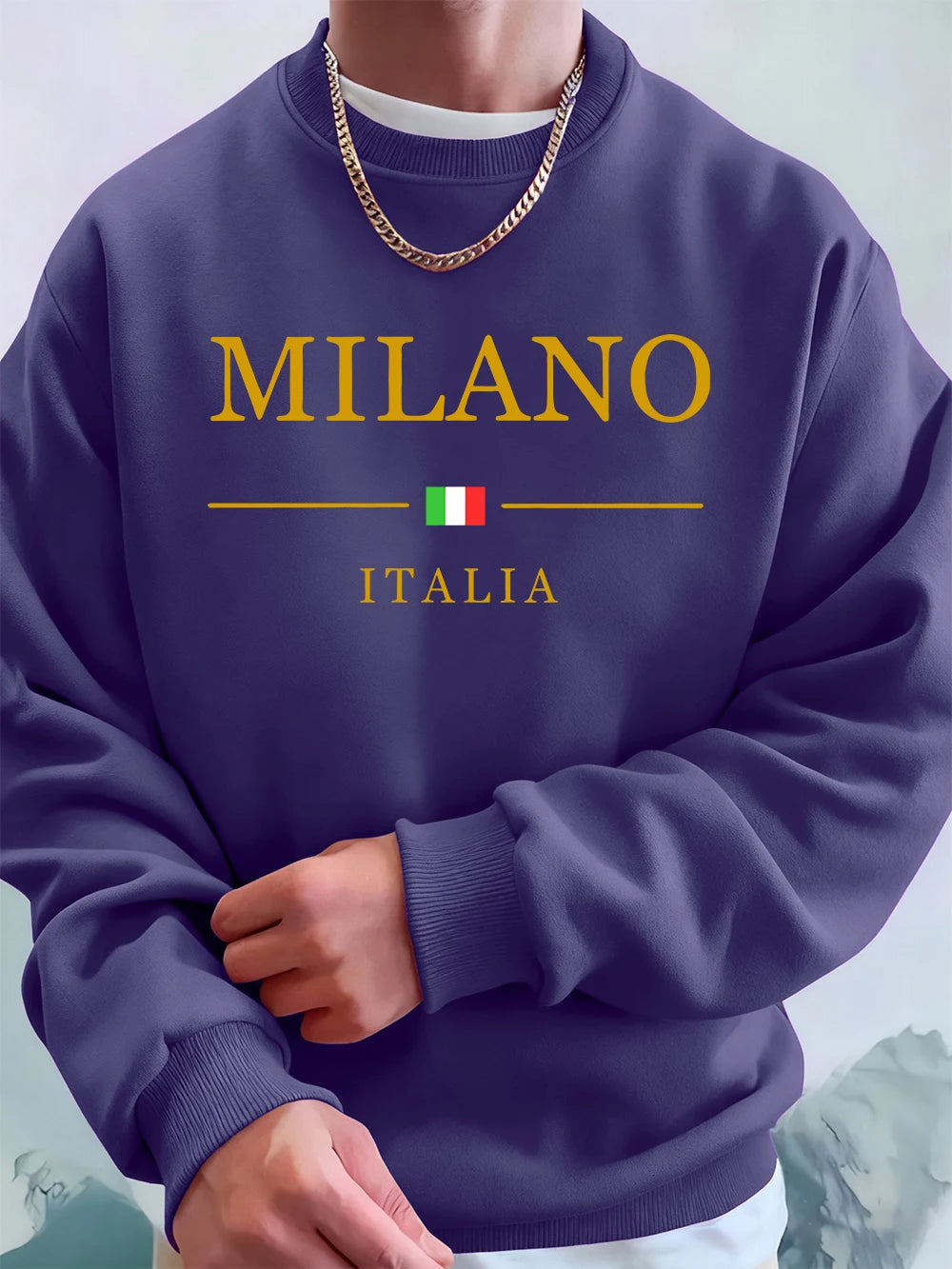 Milano Italia Letter Printing Men'S Sweatshirts Winter Loose Hoodies Sports Crewneck Fleece Warm Pullovers Basics Men Clothes