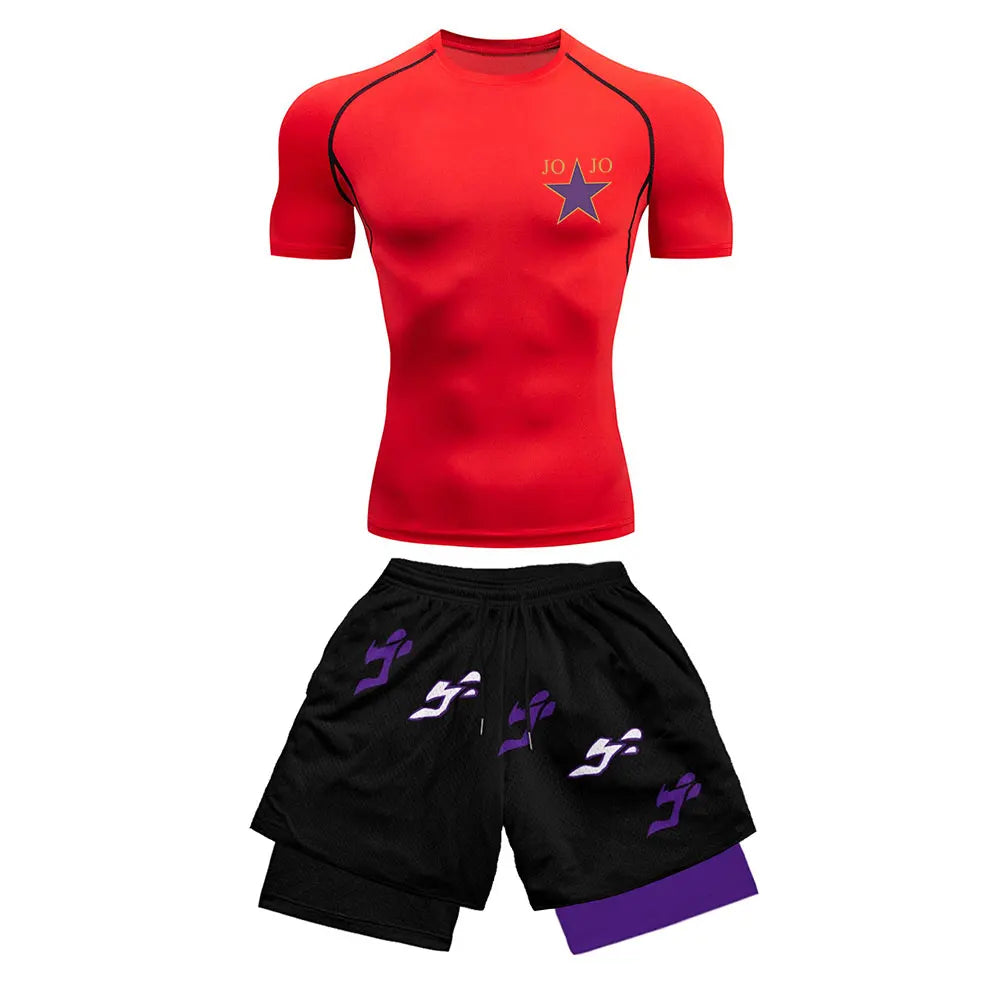 Men's Compression Sports Suit 2-Piece Set – Trendy Athletic Fitness Running Outfit