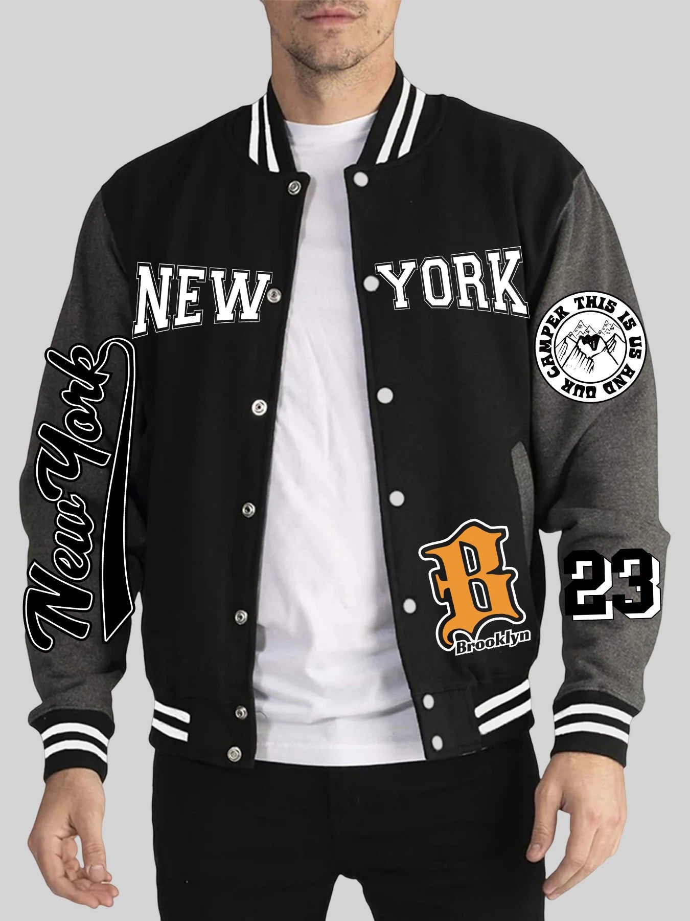 Men's LA Art Letter Baseball Jersey Jacket – Soft Loose Sports Casual Coat
