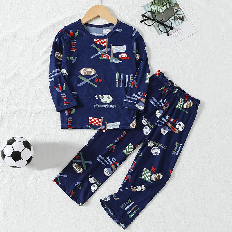 Kids Cute Print Long Sleeve & Pants Home Set – Cozy 2-Piece Autumn Outfit