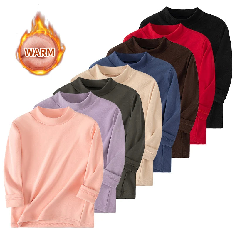 Kids Solid Color Long Sleeve Base Shirt – Soft Casual Layering Top
