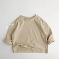 Kids Solid Color Cotton Long Sleeve T-Shirt – Casual Fashion Top