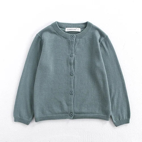 Kids Cartoon Print Knit Cardigan Coat – Casual Long Sleeve Sweater Jacket