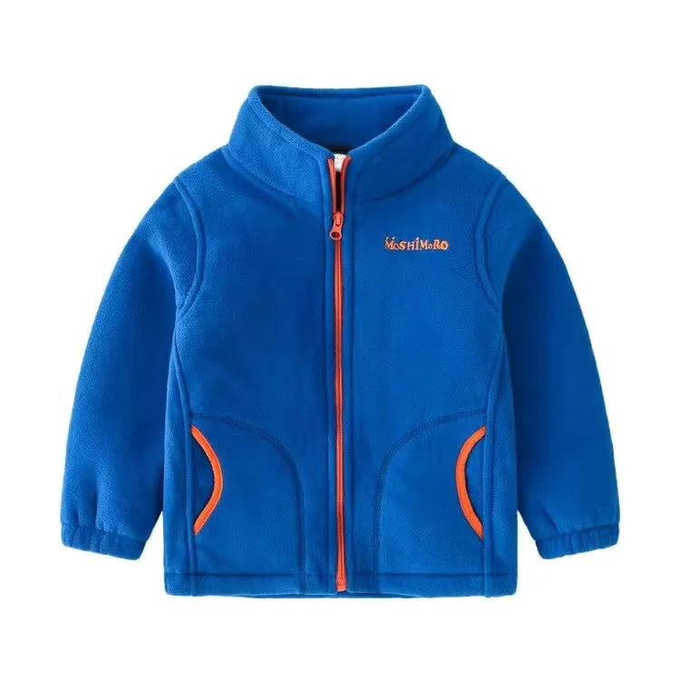 Kids Hooded Double Fleece Zip Jacket – Windproof Warm Coat Ages 2–14