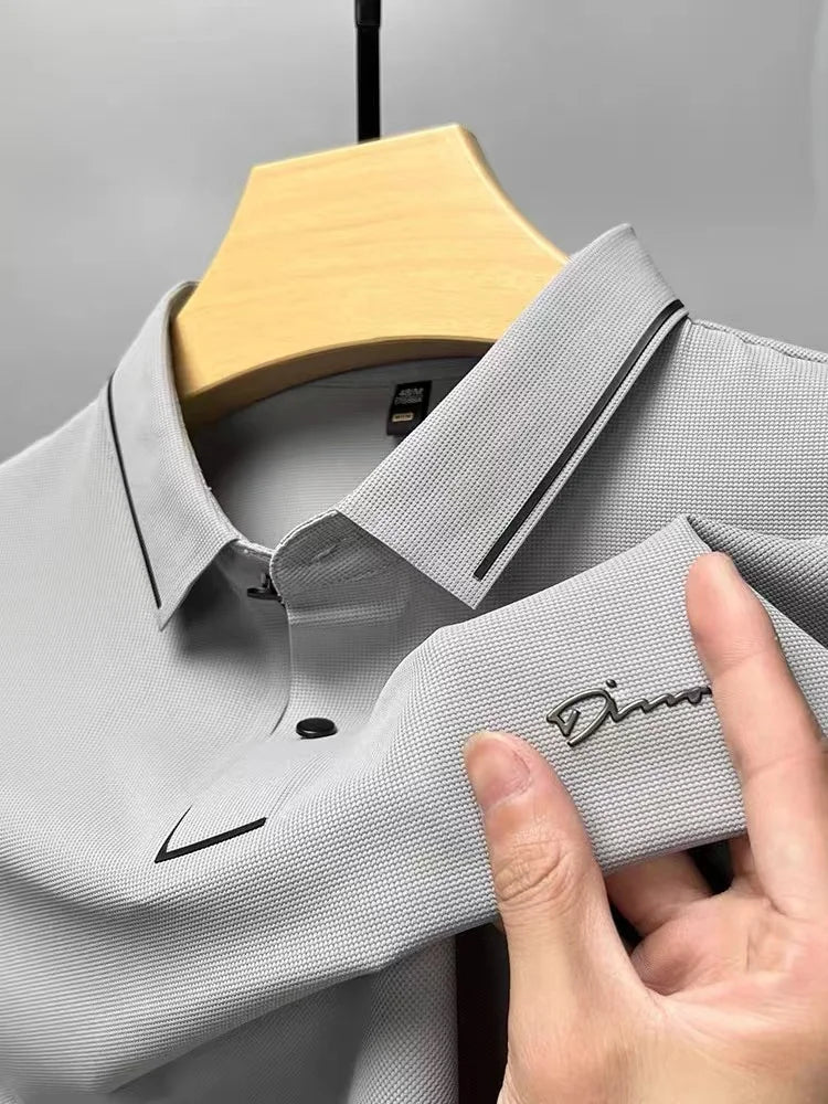 Men's Luxury Diamond Print Polo Shirt – Korean Lapel Short Sleeve T-Shirt