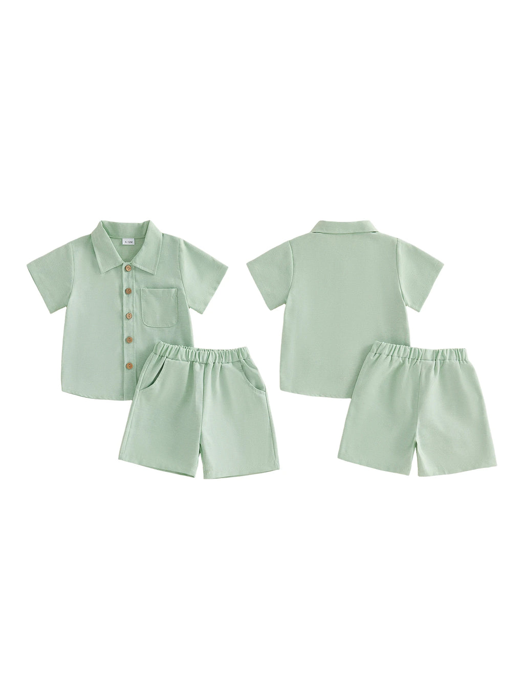 Boys Button Up Shirt & Solid Shorts Set – Stylish Summer 2-Piece Outfit