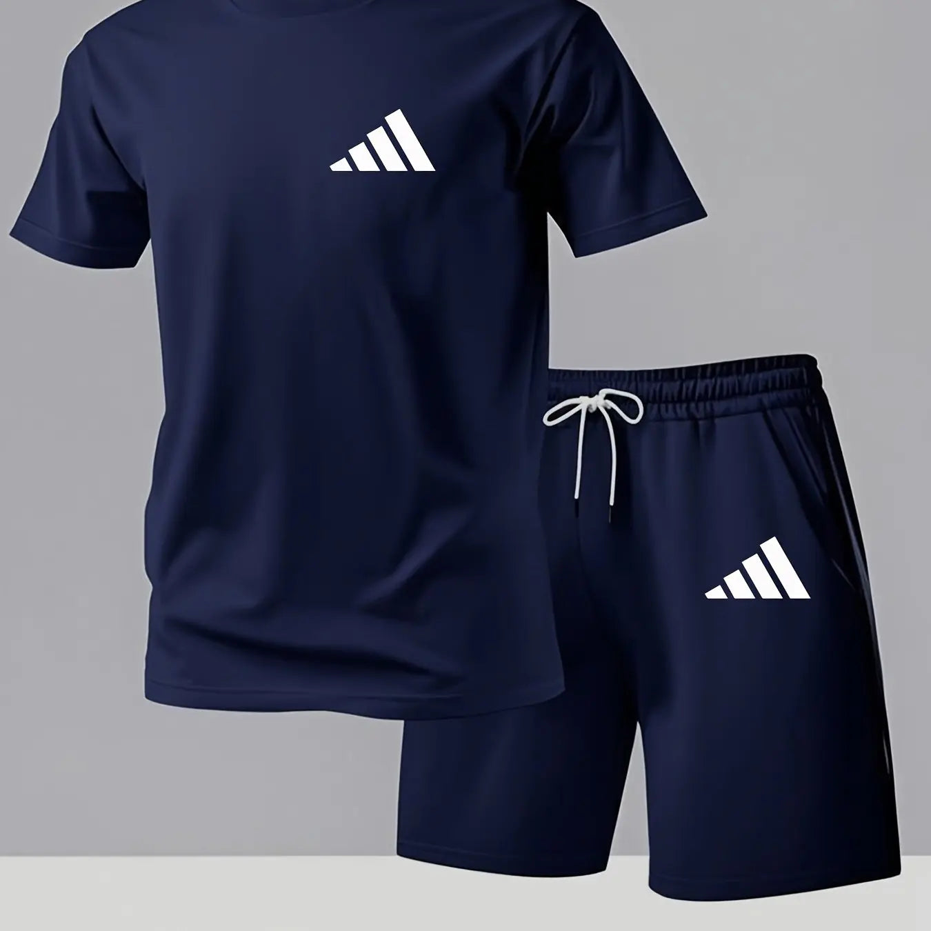 New Men's fashion trend casual sports short-sleeved shorts set quick-drying sweat-absorbing soft breathable men's T-shirt set