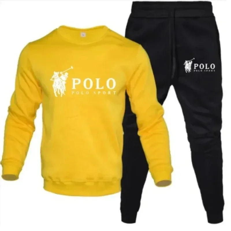Men's Round Neck Sweatshirt & Jogger Pants Set – Casual Fitness 2-Piece Tracksuit