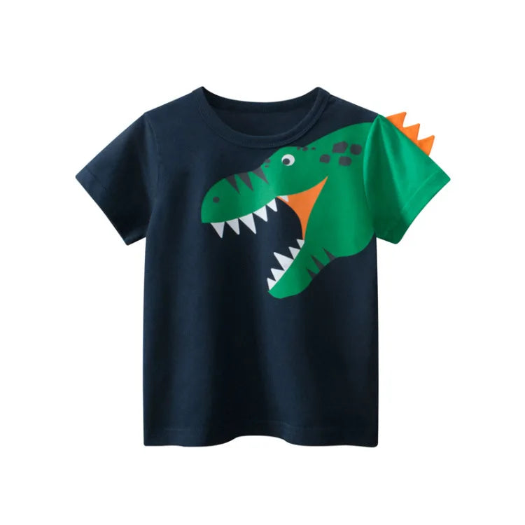 Boys Graffiti Print Short Sleeve T-Shirt – Car, Dinosaur & Shark Cotton Tee