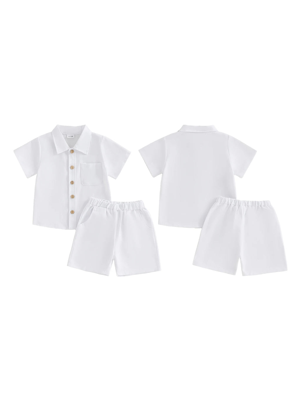 Boys Button Up Shirt & Solid Shorts Set – Stylish Summer 2-Piece Outfit