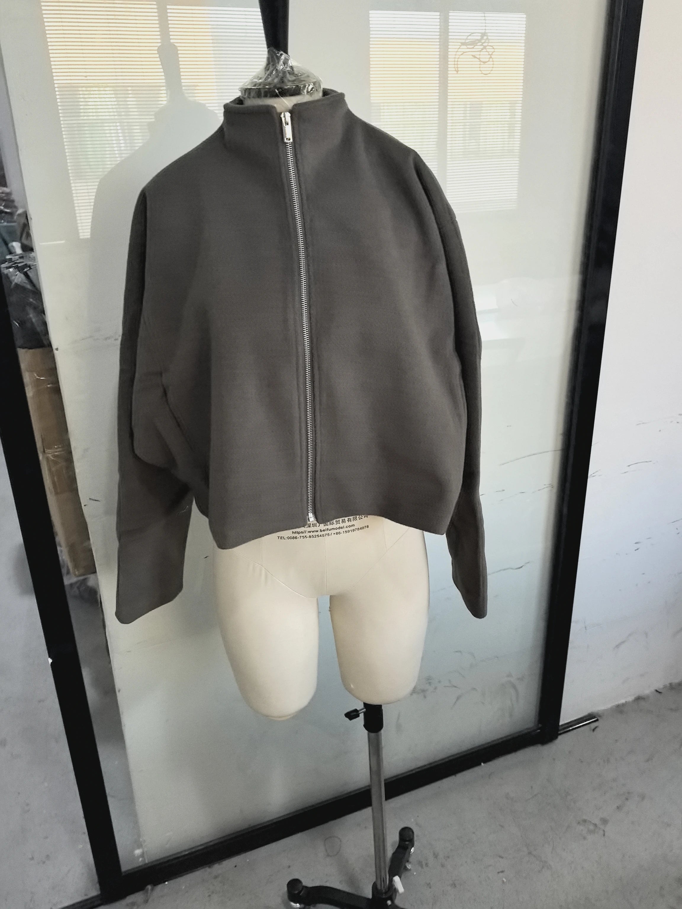 Causal Long Sleeved Grid  Female Jacket Drawstring Tight Loose Women's Trench Collar Fashion Single Breasted Pocket Outerwear
