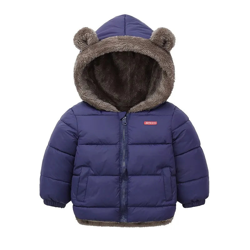 Kids Thick Cashmere Hooded Fleece Coat – Warm Cotton-Padded Winter Jacket Ages 2–6