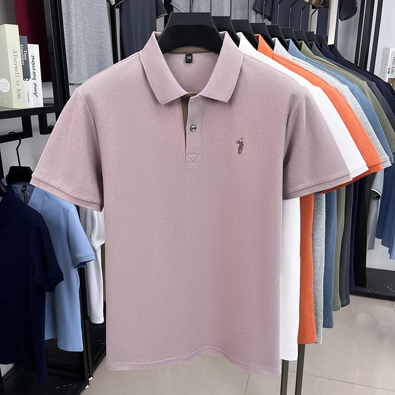 Designer brand pure cotton short sleeve polo shirt men fashion exquisite pony embroidery new summer T-shirt comfort casual top