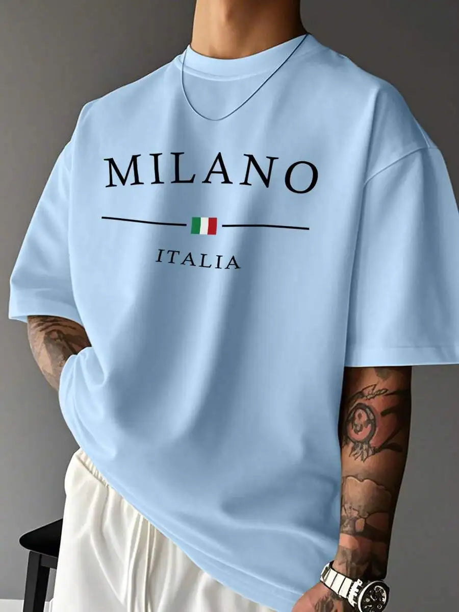Men's Loose Fit Casual Graphic Print Short Sleeve T-Shirt