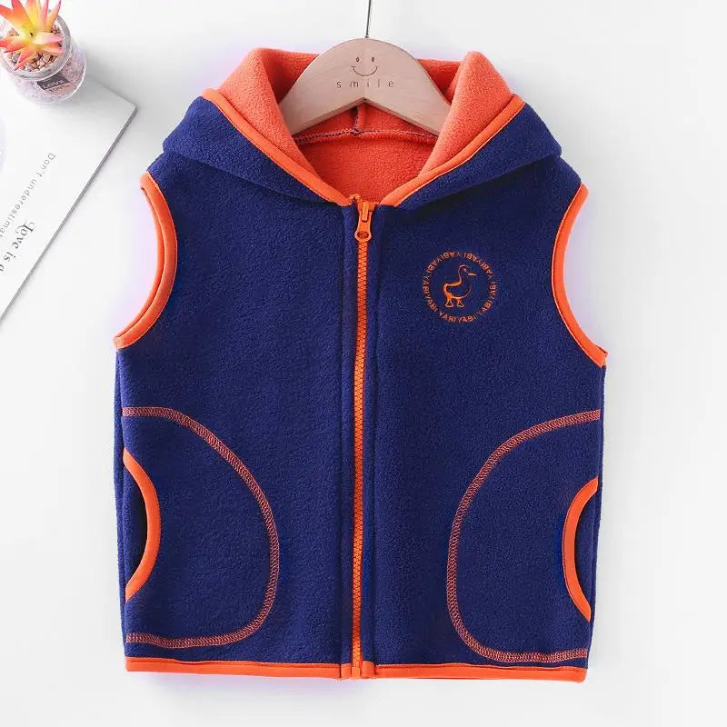 Kids Hooded Double Fleece Zip Jacket – Windproof Warm Coat Ages 2–14
