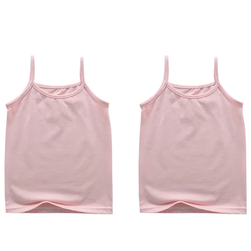 Girls Cotton Colored Tank Top – Soft Camisole Undershirt for Kids